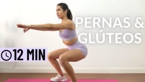 TREINO DE PERNAS E GLÚTEOS SEM EQUIPAMENTO 12 MIN RÁPIDO E EFICIENTE
