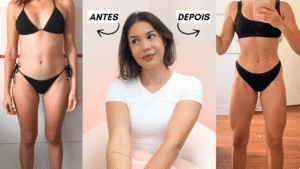 Foto de antes de depois da Thali somente com treinos em casa